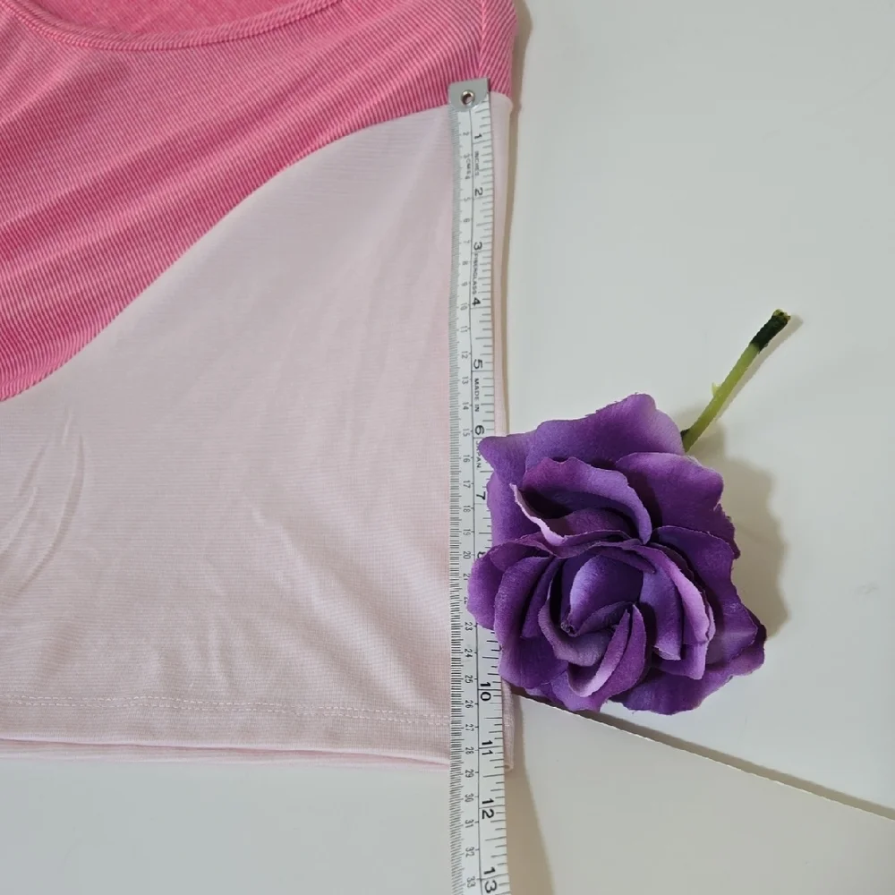 Lands' End Two-Tone Pink Scoop Neck Short Sleeve Tee with Side Ruching Sz 2X - Picture 6 of 8